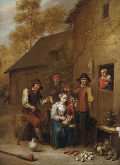 Contadini davanti a una casa da Jan Baptist Nollekens